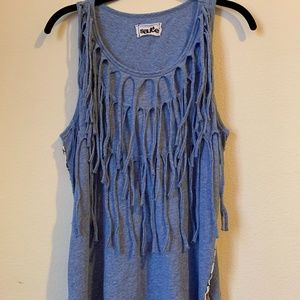 Denim blue Fringe - with Indian beads